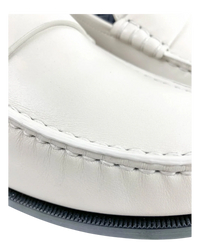 Saint Laurent Le Loafer Monogram Penny Slippers in Pearl