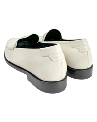 Saint Laurent Le Loafer Monogram Penny Slippers in Pearl