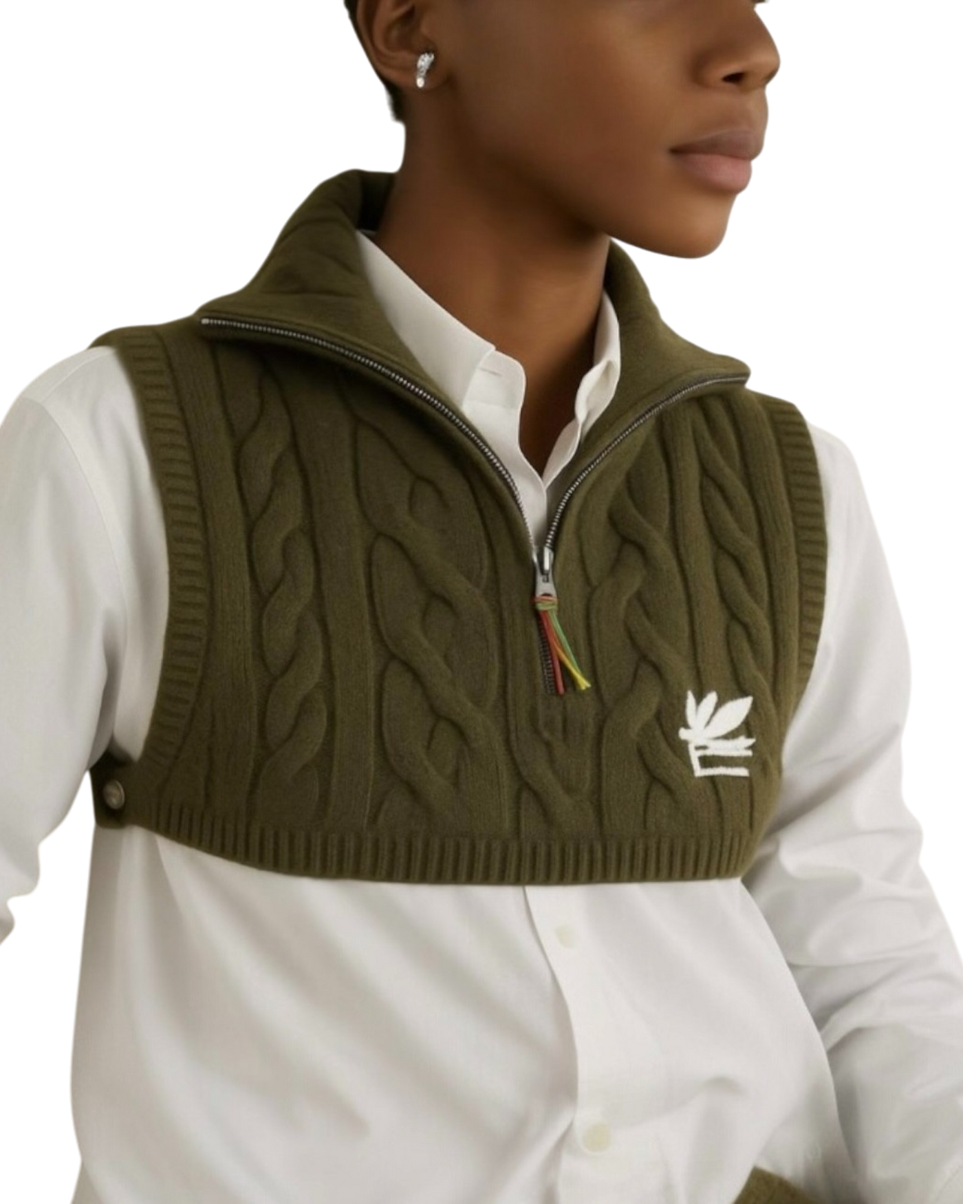 Etro Cropped Cable-knit Vest in Green