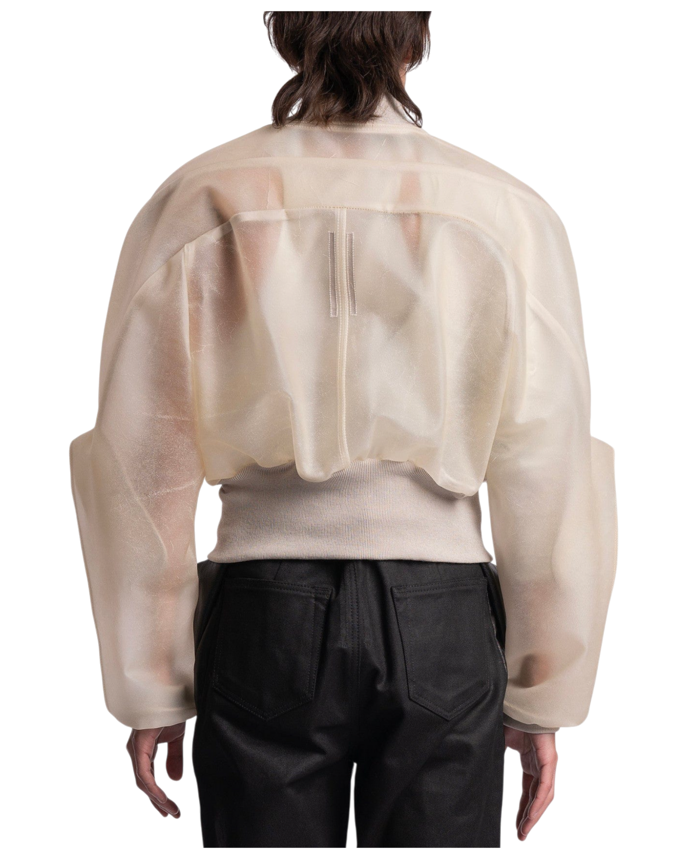 Rick Owens Girdered Bomber Cropped in Transparent Leather