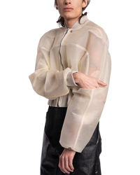 Rick Owens Girdered Bomber Cropped in Transparent Leather