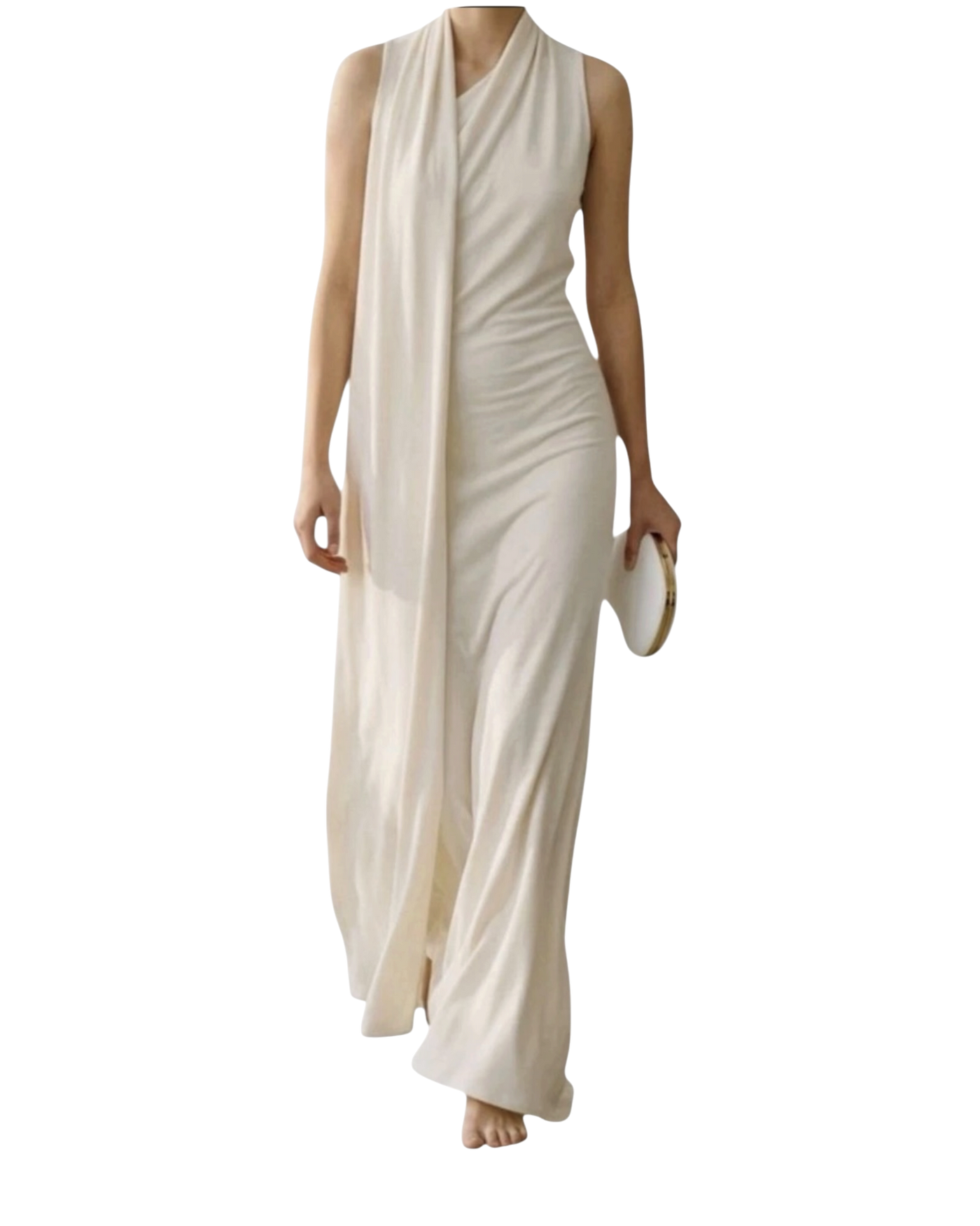 Schiaparelli Long Scarf Jumpsuit — Ecru, Size US 8/IT 42