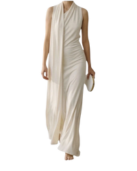 Schiaparelli Long Scarf Jumpsuit — Ecru, Size US 8/IT 42