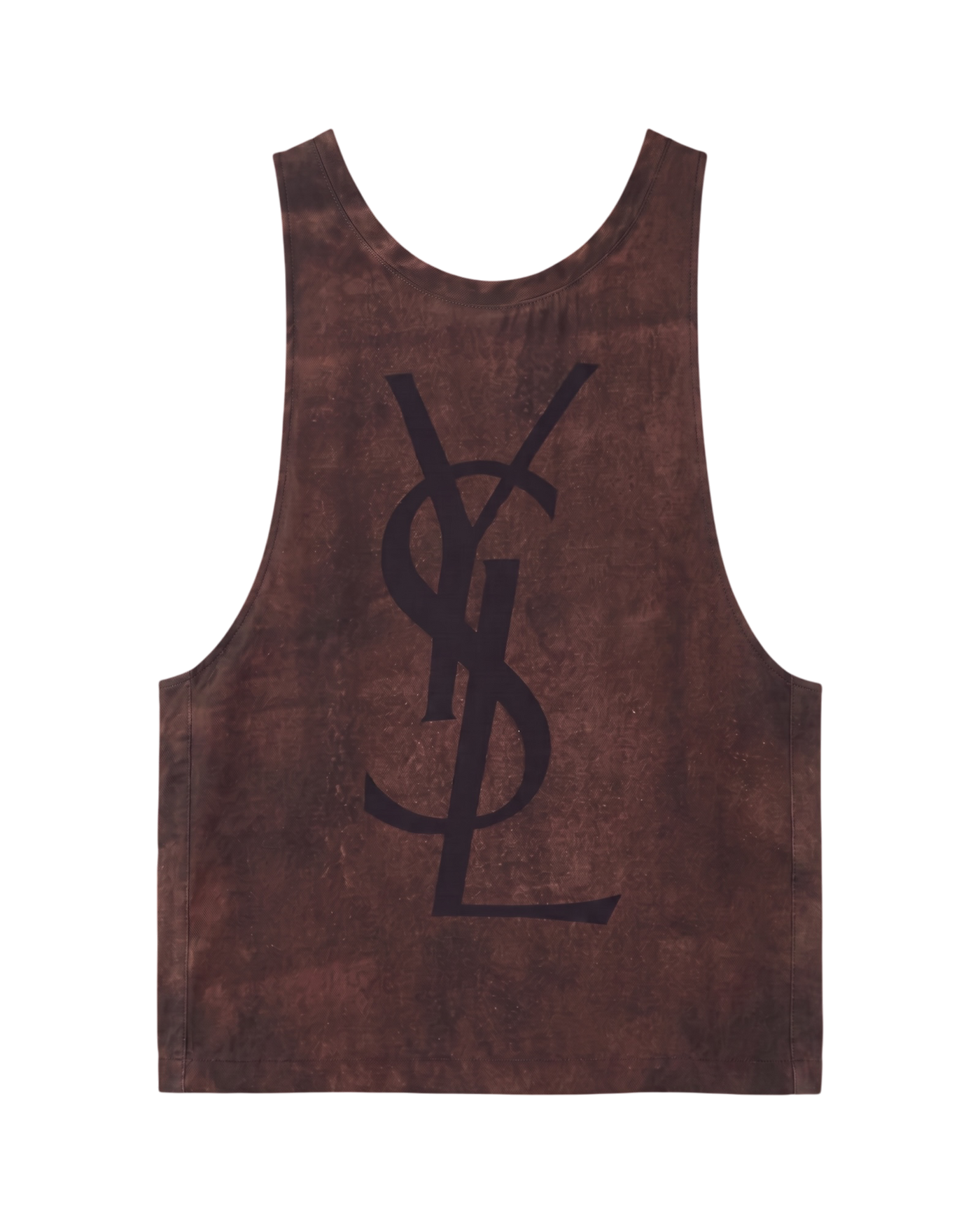 Yves Saint Laurent Rive Gauche Silk Logo Canotta — Brown, Size S