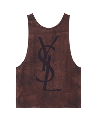 Yves Saint Laurent Rive Gauche Silk Logo Canotta — Brown, Size S