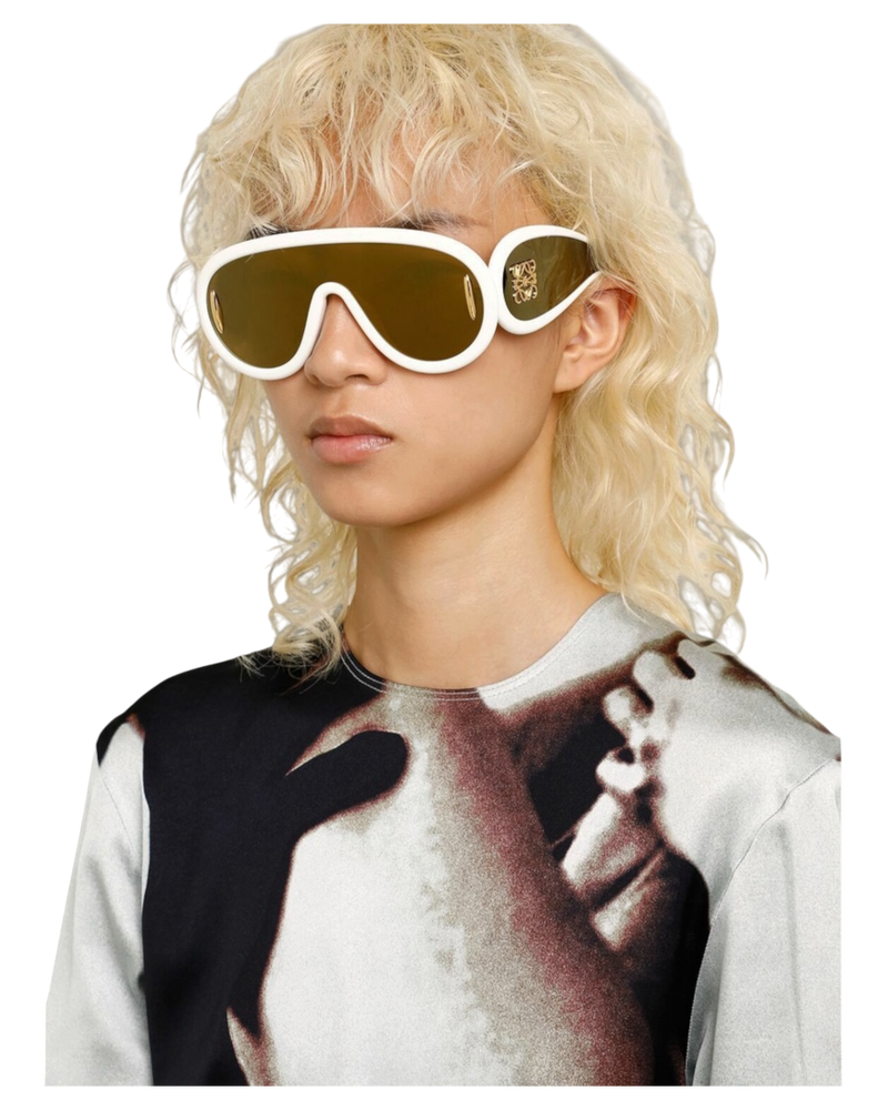 Loewe Paula's Ibiza Pilot Sunglasses — White, Brown Mirror