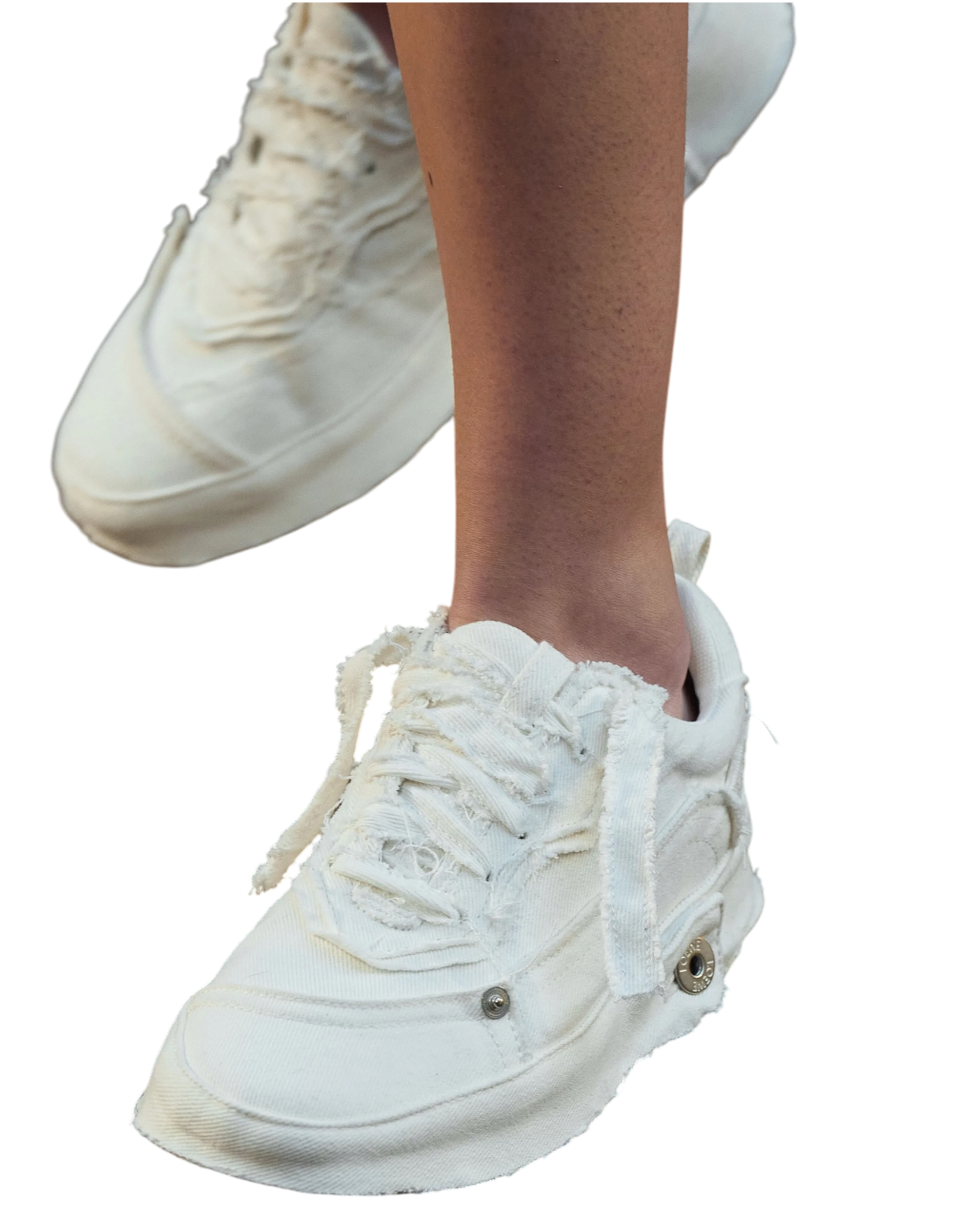 Loewe Deconstructed Sneakers — Soft White Denim, Size US 11 / EU 44