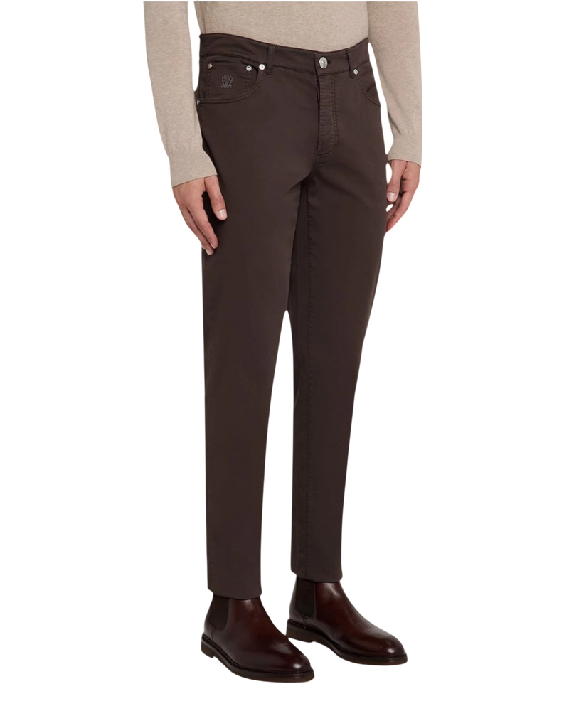 Brunello Cucinelli Italian-Fit Denim Five-Pocket Trousers — Brown, Size 52