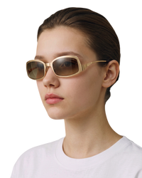 Chanel 4022 Rectangle Sunglasses — Brushed Gold/Brown