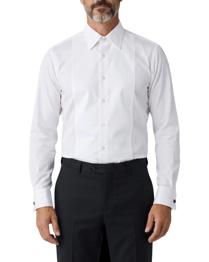 Tom Ford Piqué Poplin Evening Shirt — Optical White, Size 42 / XL