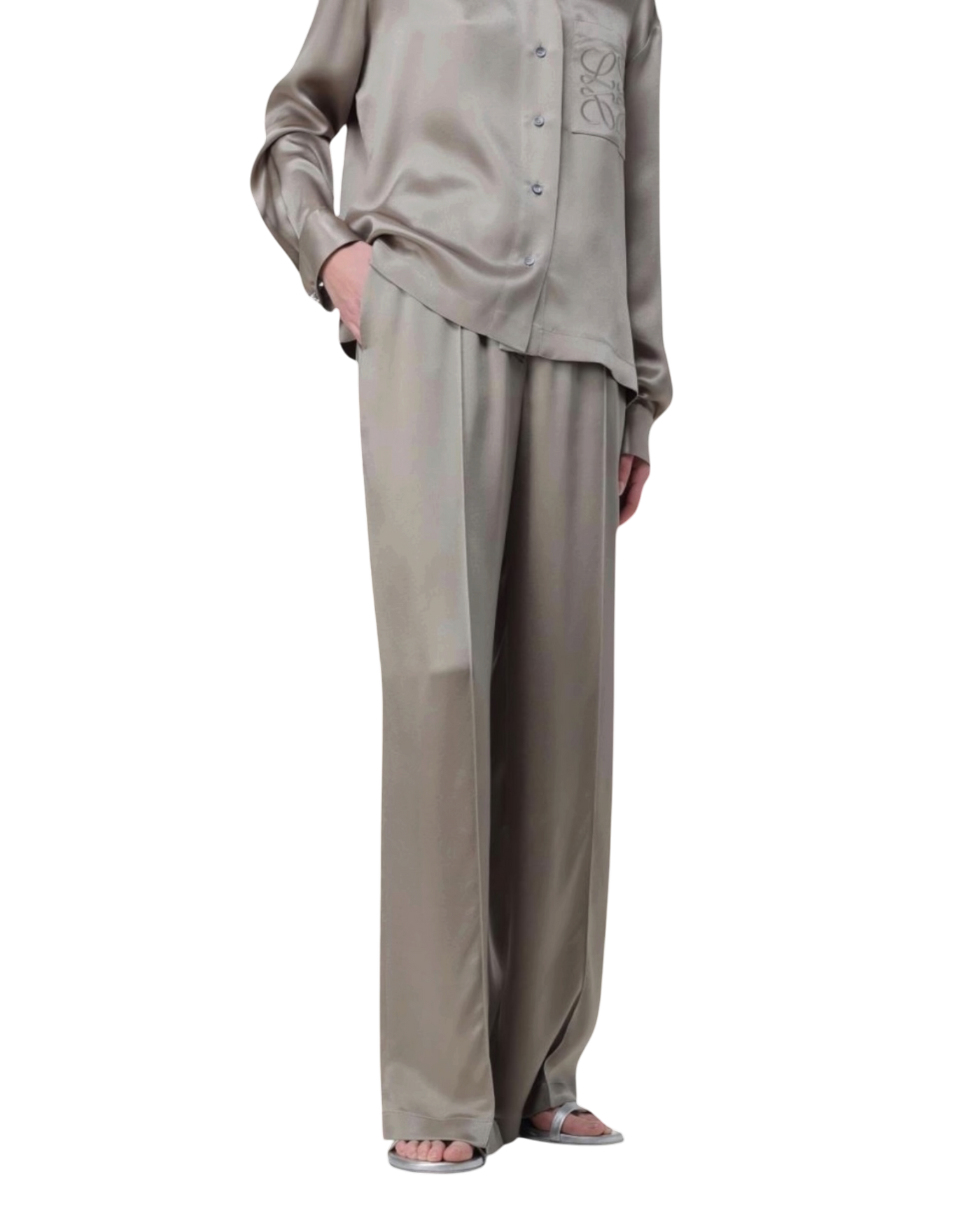 Loewe Silk Pyjama Trousers — Laurel Green, Size S