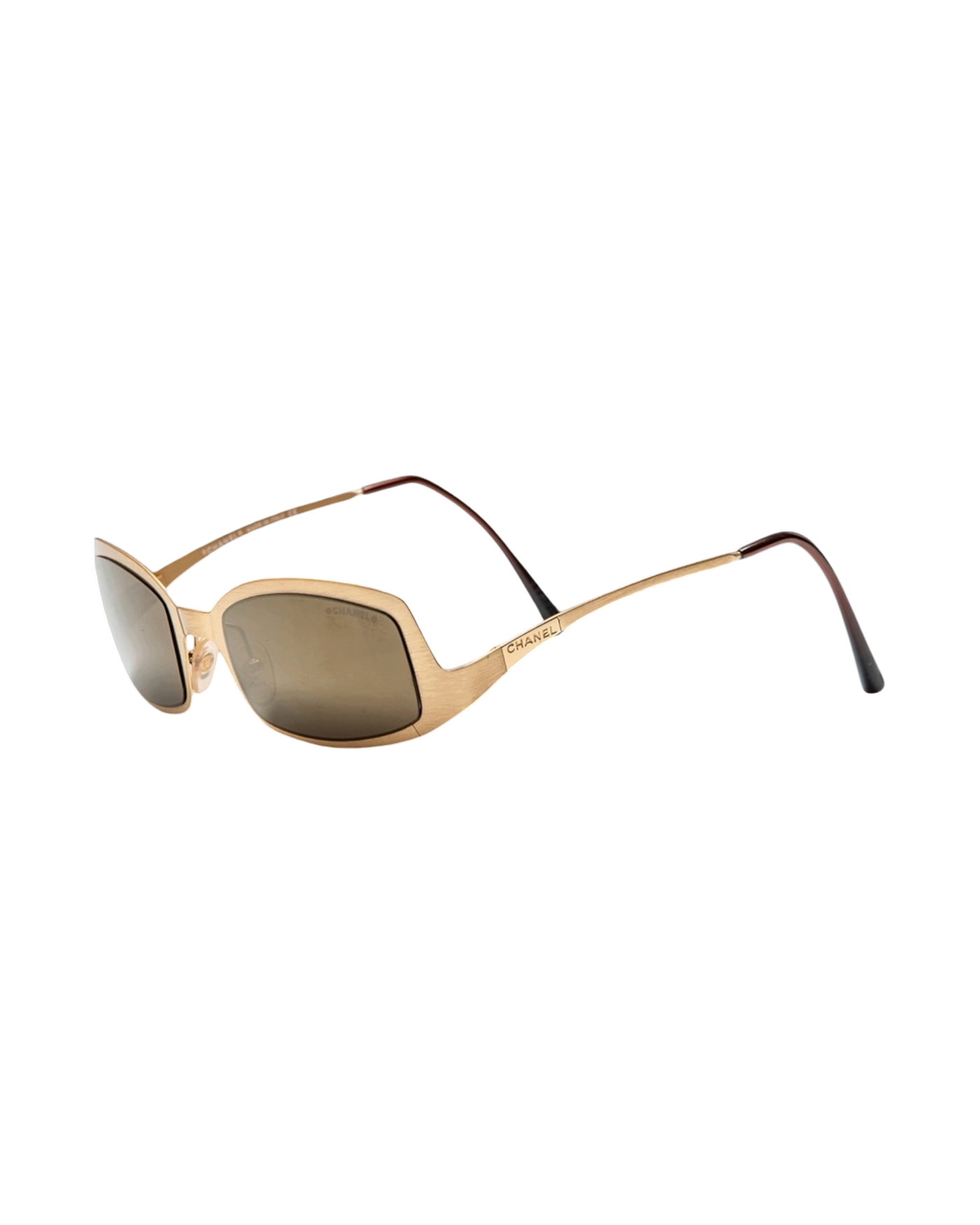 Chanel 4022 Rectangle Sunglasses — Brushed Gold/Brown