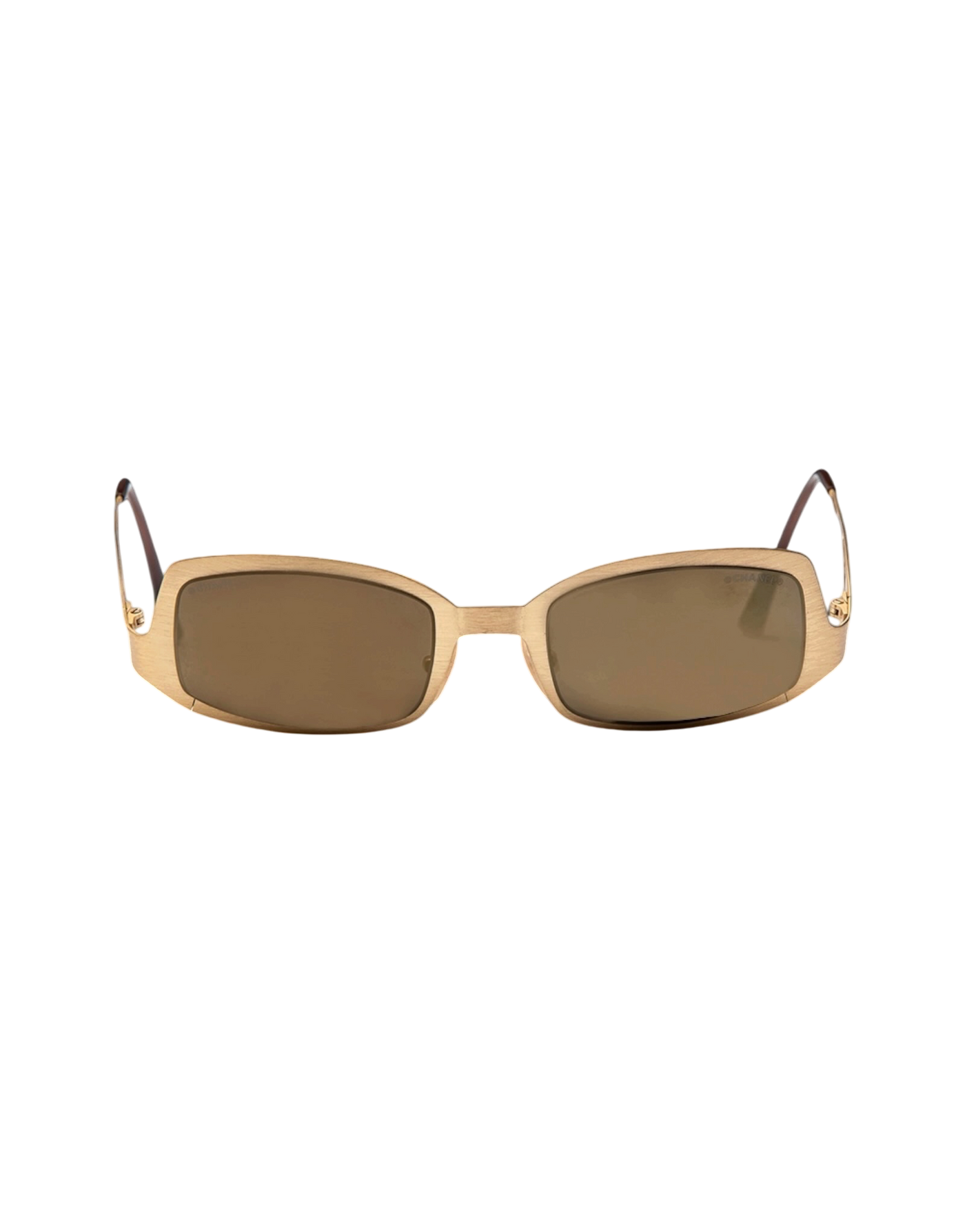 Chanel 4022 Rectangle Sunglasses — Brushed Gold/Brown