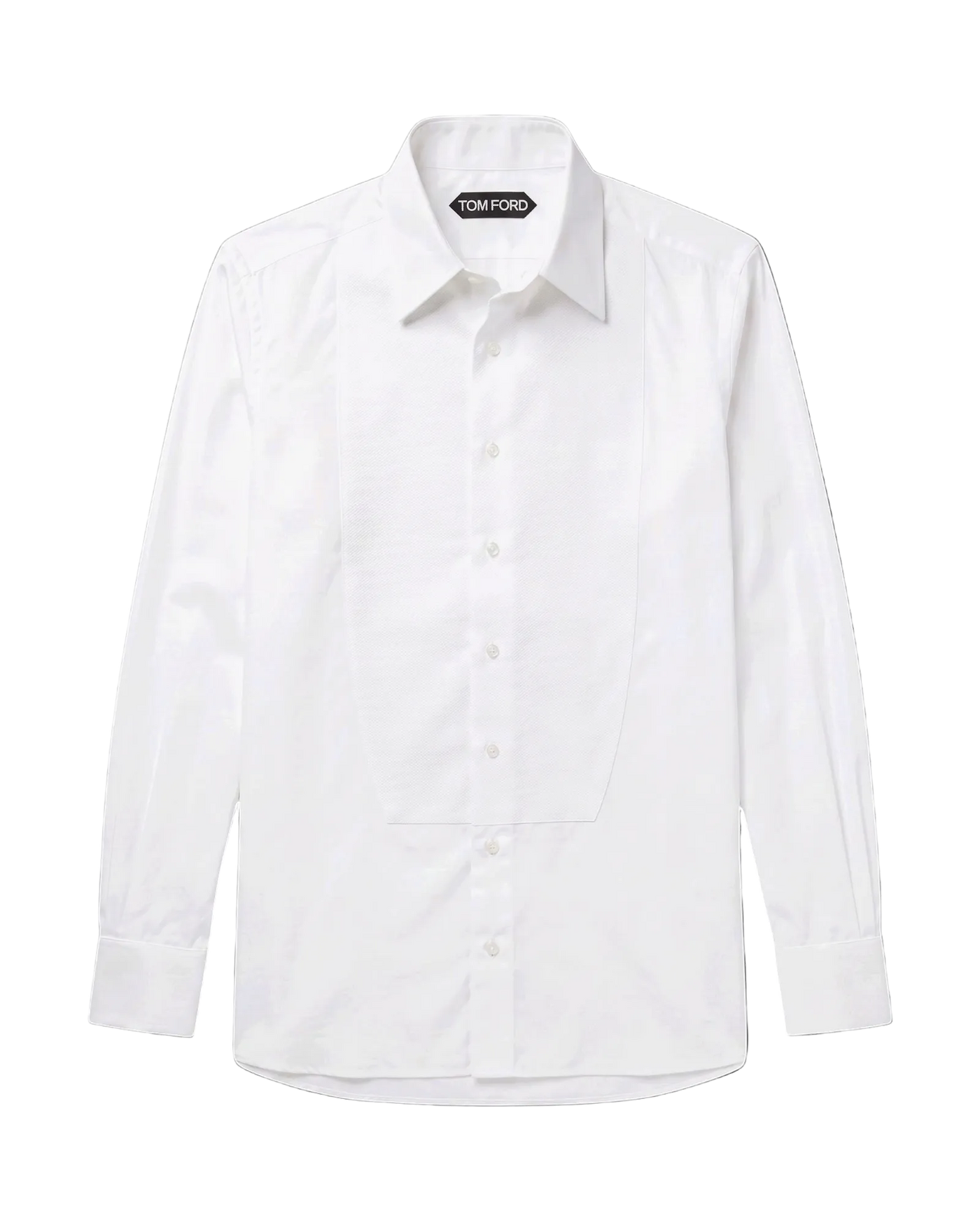 Tom Ford Piqué Poplin Evening Shirt — Optical White, Size 42 / XL