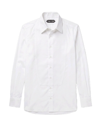 Tom Ford Piqué Poplin Evening Shirt — Optical White, Size 42 / XL