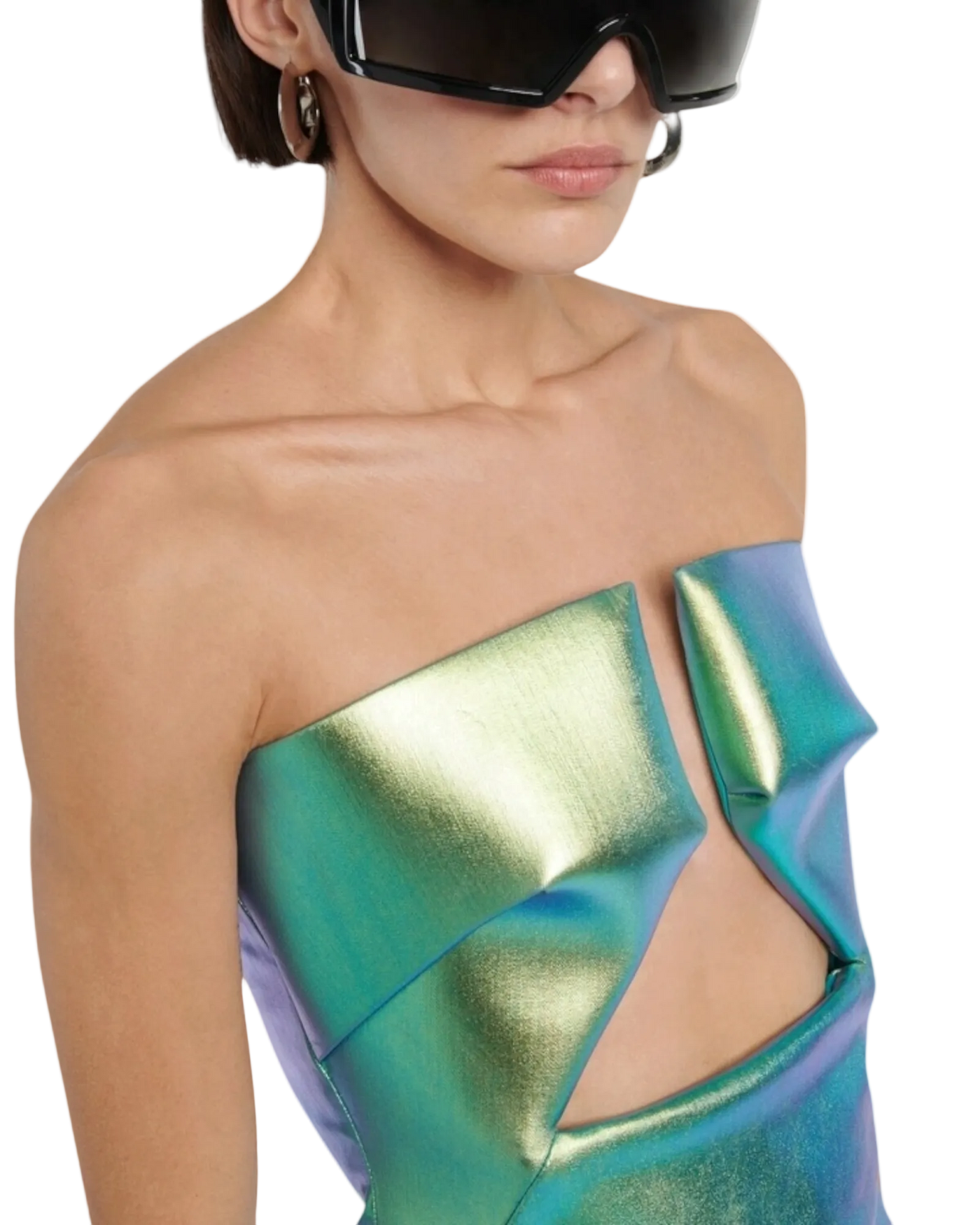 Rick Owens EDFU Prong Coated Denim Gown — Iridescent, IT 38 / US 2 / XS