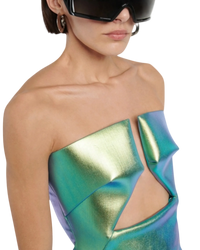 Rick Owens EDFU Prong Coated Denim Gown — Iridescent, IT 38 / US 2 / XS