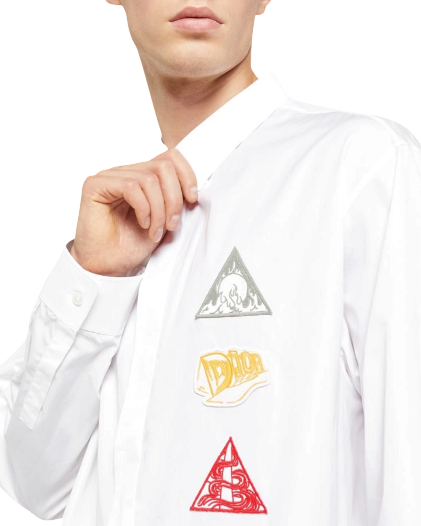 Dior AsteroDior Embroidered Patch Shirt — White, Size 40 / M