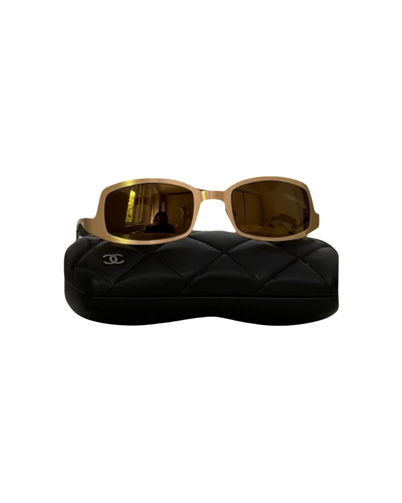 Chanel 4022 Rectangle Sunglasses — Brushed Gold/Brown