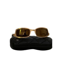 Chanel 4022 Rectangle Sunglasses — Brushed Gold/Brown