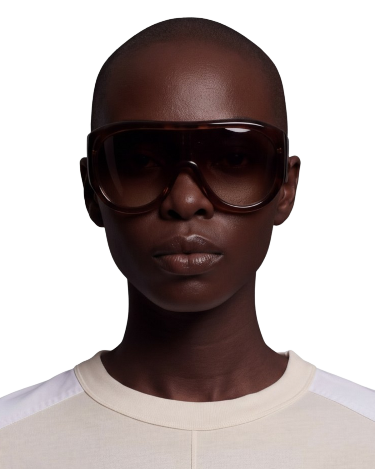 Phoebe Philo Bombé sunglasses in deep brown acetate with a domed, sculptural frame and dark brown tinted lenses.