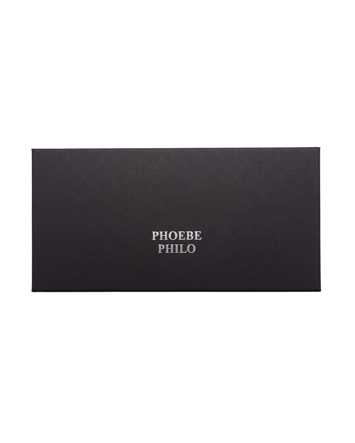 Phoebe Philo black rectangular branded eyewear storage box with silver logo lettering
