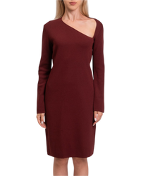 Bottega Veneta Asymmetric Neck Knit Dress in Rust