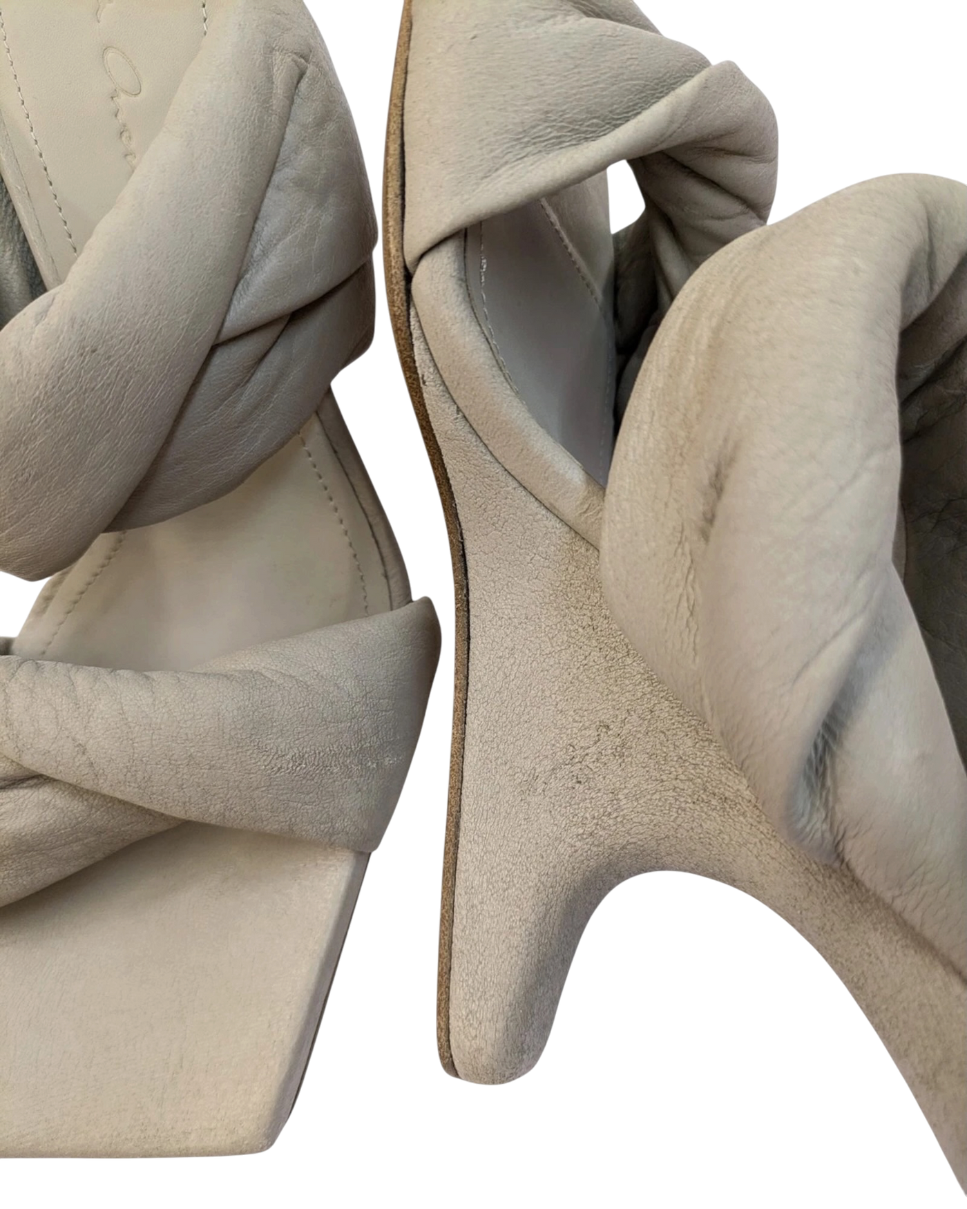 Rick Owens Cantilever 8 Twisted Sandal — Pearl, Size US 7 / EU 37